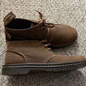 Dr. Martens Brown Leather Chukka Boots with Yellow Stitching